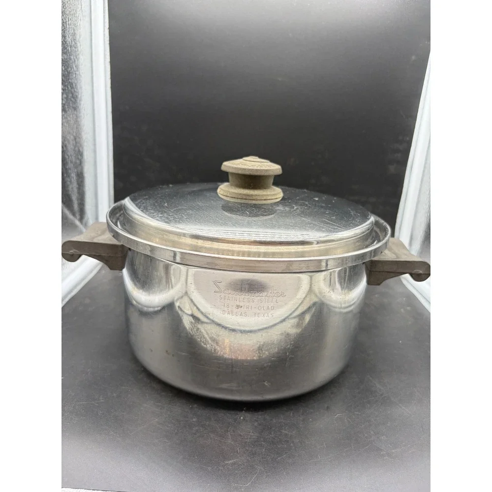 Saladmaster Stainless Steel 18-8 Tri-Clad Stock Pot with Vapo-Valve Lid Vintage